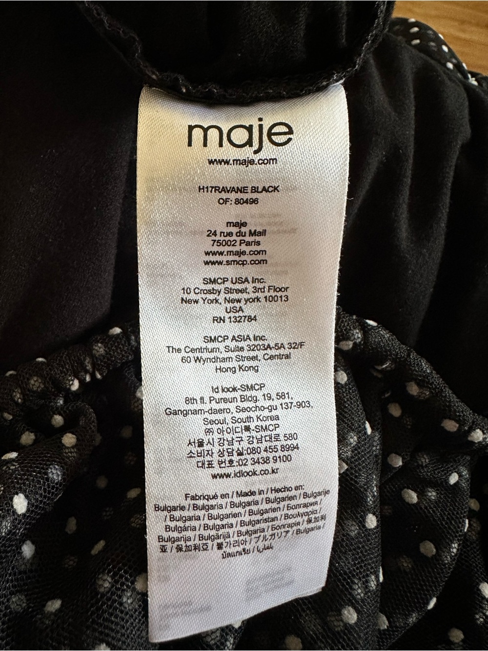 Maje Black White Polka Dot Off Shoulder Dress Size 1 Ravane - Picture 7 of 10